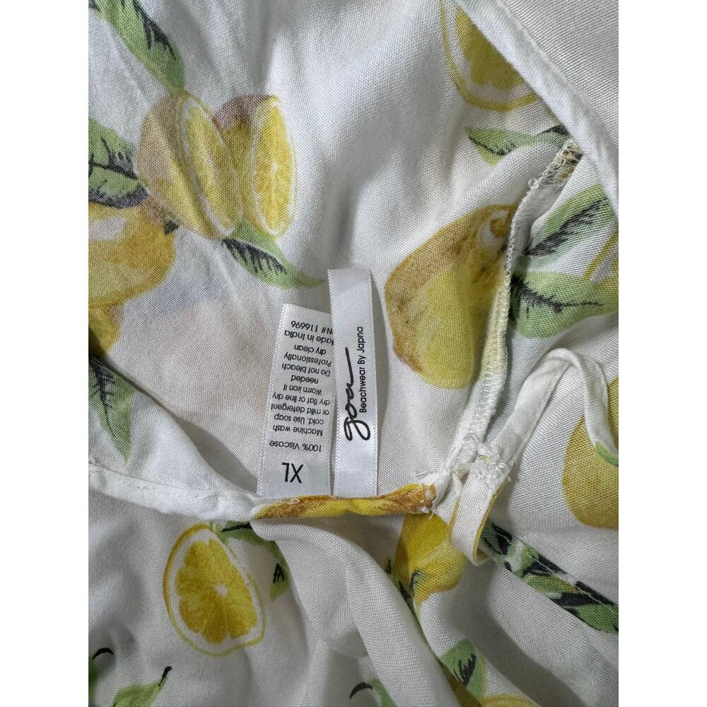 Goa Beachwear by Japna Womens XL White and Yellow Lemons Sundress Rayon - Picture 5 of 7